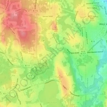 Anthony topographic map, elevation, terrain