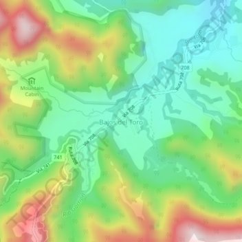 Bajos del Toro topographic map, elevation, terrain