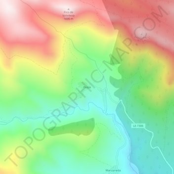 Pozos topographic map, elevation, terrain