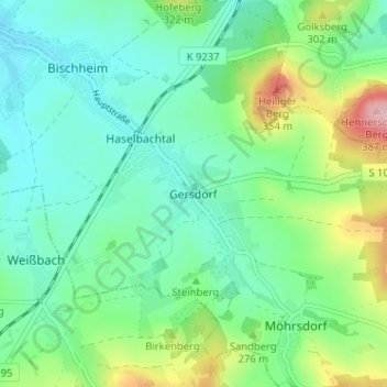 Gersdorf topographic map, elevation, terrain