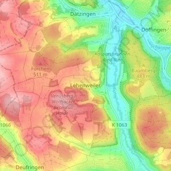 Lehenweiler topographic map, elevation, terrain