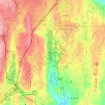 Mill Creek topographic map, elevation, terrain