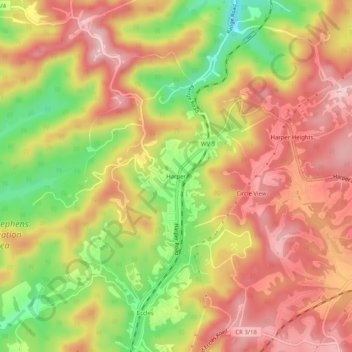 Harper topographic map, elevation, terrain