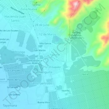 Yaurilla topographic map, elevation, terrain