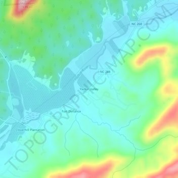 Yadkin Valley topographic map, elevation, terrain
