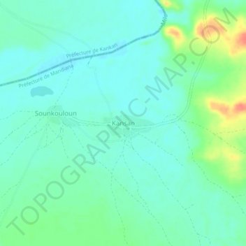 Kansan topographic map, elevation, terrain