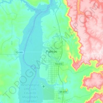 Palmas topographic map, elevation, terrain