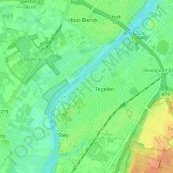 Maasveld I topographic map, elevation, terrain