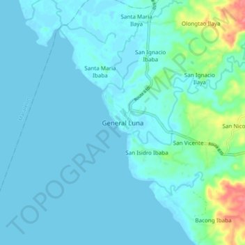 General Luna topographic map, elevation, terrain