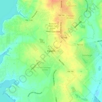 Heath topographic map, elevation, terrain