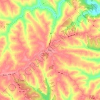 Piner topographic map, elevation, terrain