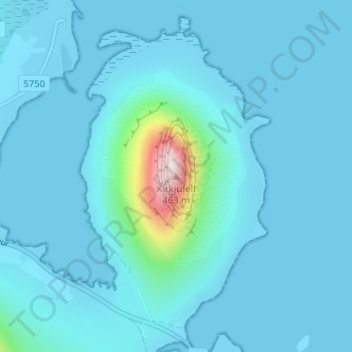 Kirkjufell topographic map, elevation, terrain