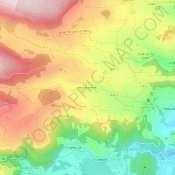 Beaune-le-Froid topographic map, elevation, terrain
