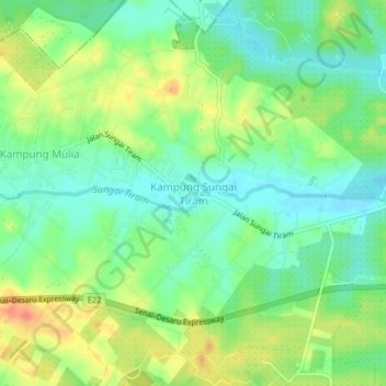 Kampung Sungai Tiram topographic map, elevation, terrain