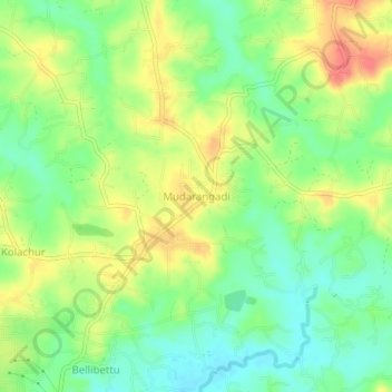 Mudarangadi topographic map, elevation, terrain