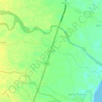Balete topographic map, elevation, terrain