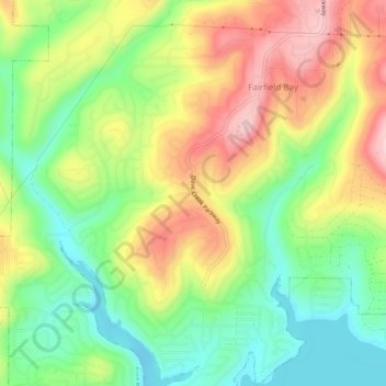 Fairfield Bay topographic map, elevation, terrain