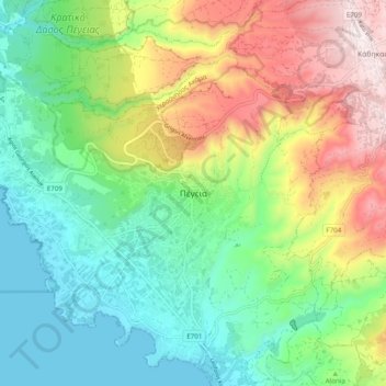 Peyia topographic map, elevation, terrain