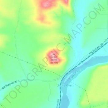 Sugar Bowl topographic map, elevation, terrain