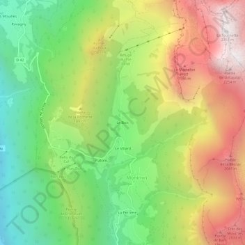 Le Bois topographic map, elevation, terrain