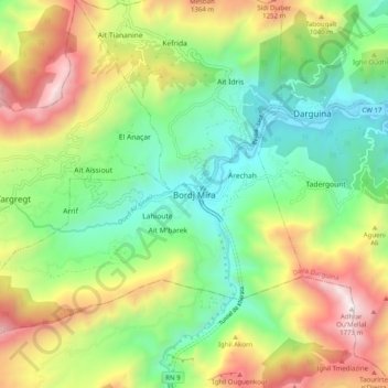 Bordj Mira topographic map, elevation, terrain