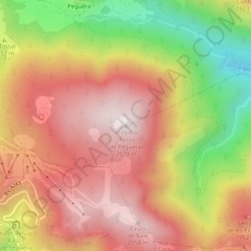 el Pedró (Rasos de Peguera) topographic map, elevation, terrain