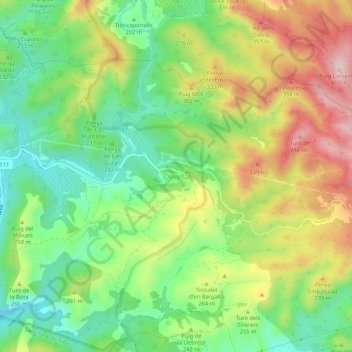 Olivella topographic map, elevation, terrain