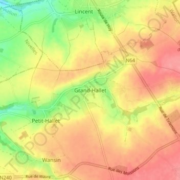 Grand-Hallet topographic map, elevation, terrain