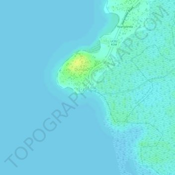 Dunga Beach topographic map, elevation, terrain
