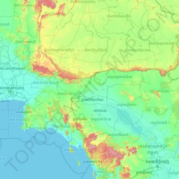 Banteay Meanchey topographic map, elevation, terrain