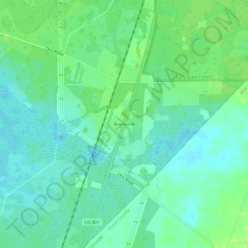 Bryceville topographic map, elevation, terrain