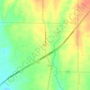 Desert topographic map, elevation, terrain