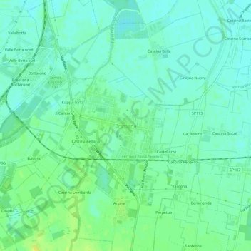 Bressana topographic map, elevation, terrain