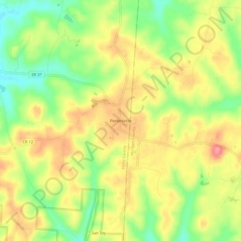 Portersville topographic map, elevation, terrain