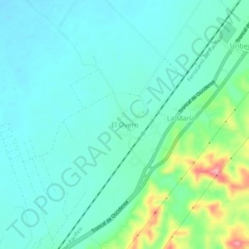 El Overo topographic map, elevation, terrain