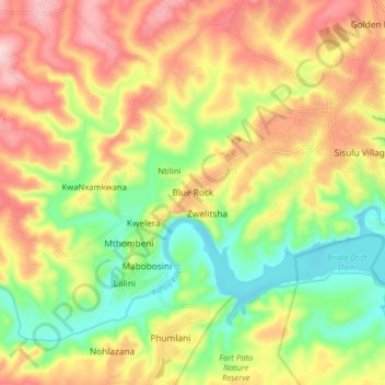 Blue Rock topographic map, elevation, terrain