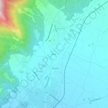 Bares topographic map, elevation, terrain
