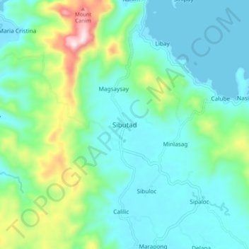 Sibutad topographic map, elevation, terrain