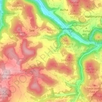 Gotzenberg topographic map, elevation, terrain