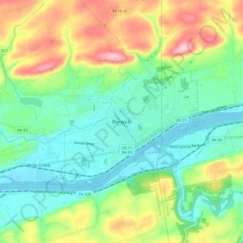 Berwick topographic map, elevation, terrain