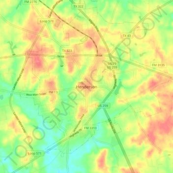Henderson topographic map, elevation, terrain