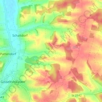 Kreuzthann topographic map, elevation, terrain