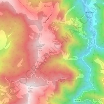 Rovereto topographic map, elevation, terrain
