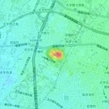 Mount Komaki topographic map, elevation, terrain