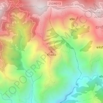 Khawa topographic map, elevation, terrain