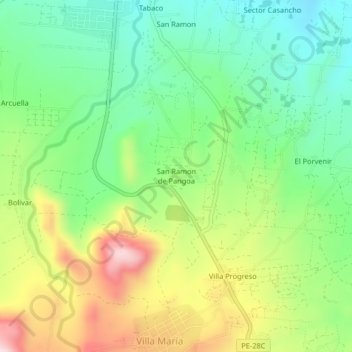 San Ramon de Pangoa topographic map, elevation, terrain