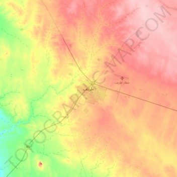 Turayf topographic map, elevation, terrain