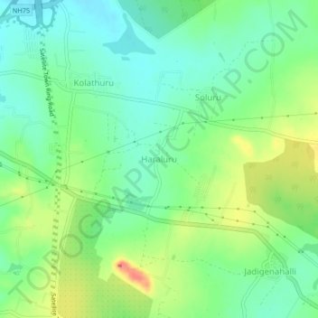 Haraluru topographic map, elevation, terrain