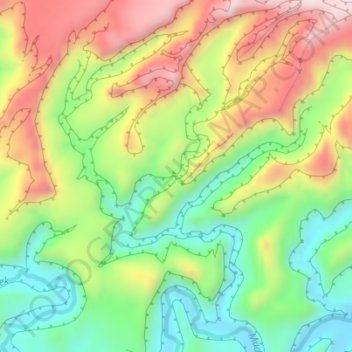Bighorn Falls topographic map, elevation, terrain