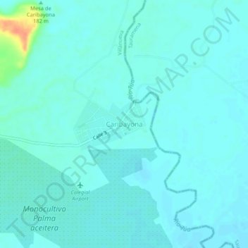 Caribayona topographic map, elevation, terrain
